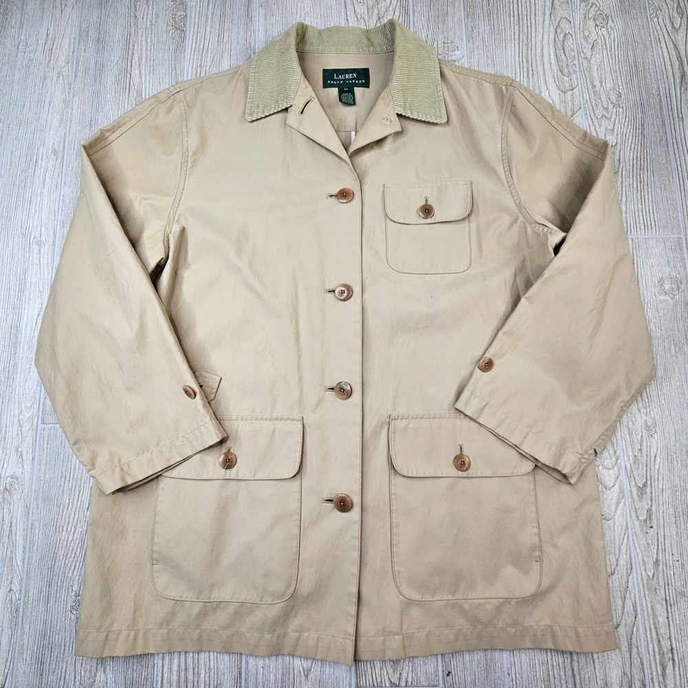 Lauren Ralph Lauren Tan Khaki Corduroy Collar Barn Safari Jacket Womens Medium